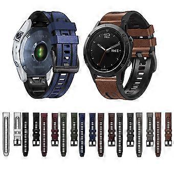 For Garmin Fenix 7X Silicone + Leather Quick Release Watch Band