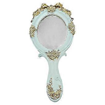 Vintage Hand Mirror Princess Cosmetic Mirror Kompaktowe lusterko do makijażu do domu Podróż Salon piękności Materiały Zielone
