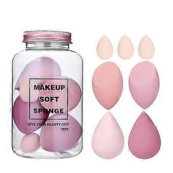 Makeup Sponge Set 7 Pieces, Pink Strawberry Powder Color, Wet Dry Dual Use, Soft Gentle For Liquid Cream Powder Cosmetics