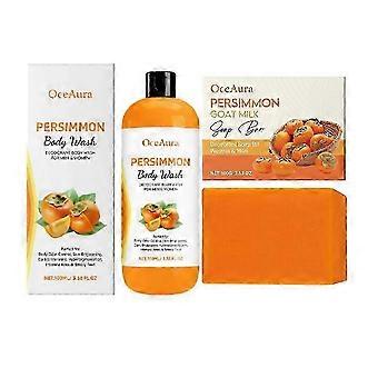 Kit di 1-3 pezzi di sapone solido e detergente corpo al cachi: elimina gli odori, deterge delicatamente sporco e grasso, ha un effetto anti-secchezza e schiarisce la pelle scura.