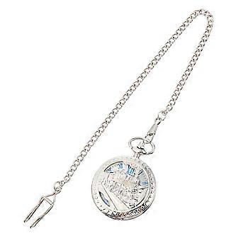 Hanging Pocket Watch Mechanical Vintage Necklace Watch for Decoration Silver