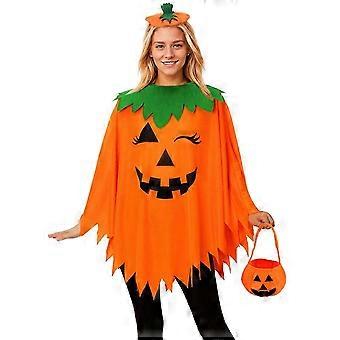 3PCS Halloween Pumpkin Costume compatible with Women with Poncho Headband Bag Perfect compatible with Costume Parties