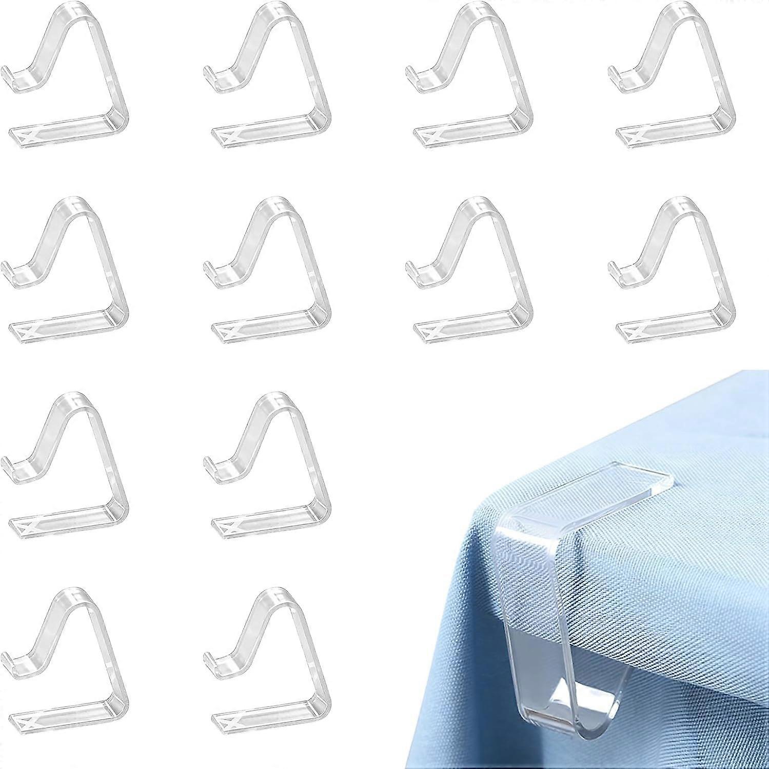 12 pcs Transparent Plastic Tablecloth Clips, Reusable Tablecloth Clips
