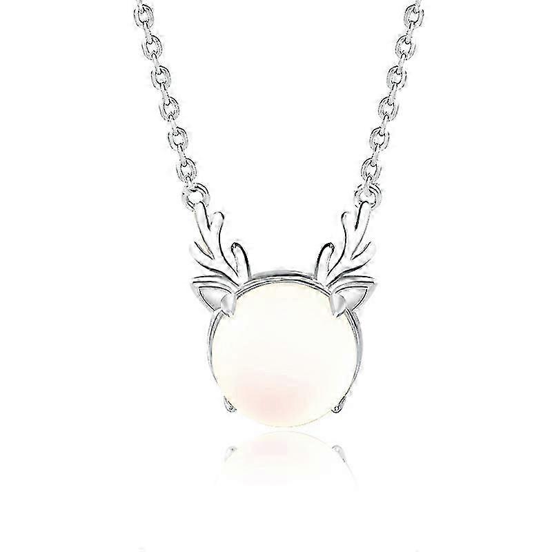Christmas Silver Plated Created Opal Necklace