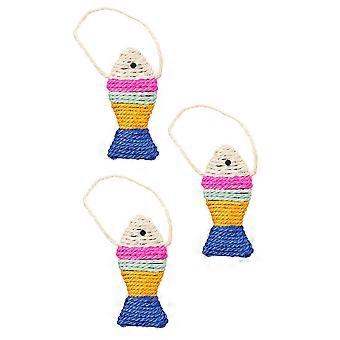 Jouet en sisal pour chat, pour faire ses griffes, lot de 3 jouets en forme de poisson
