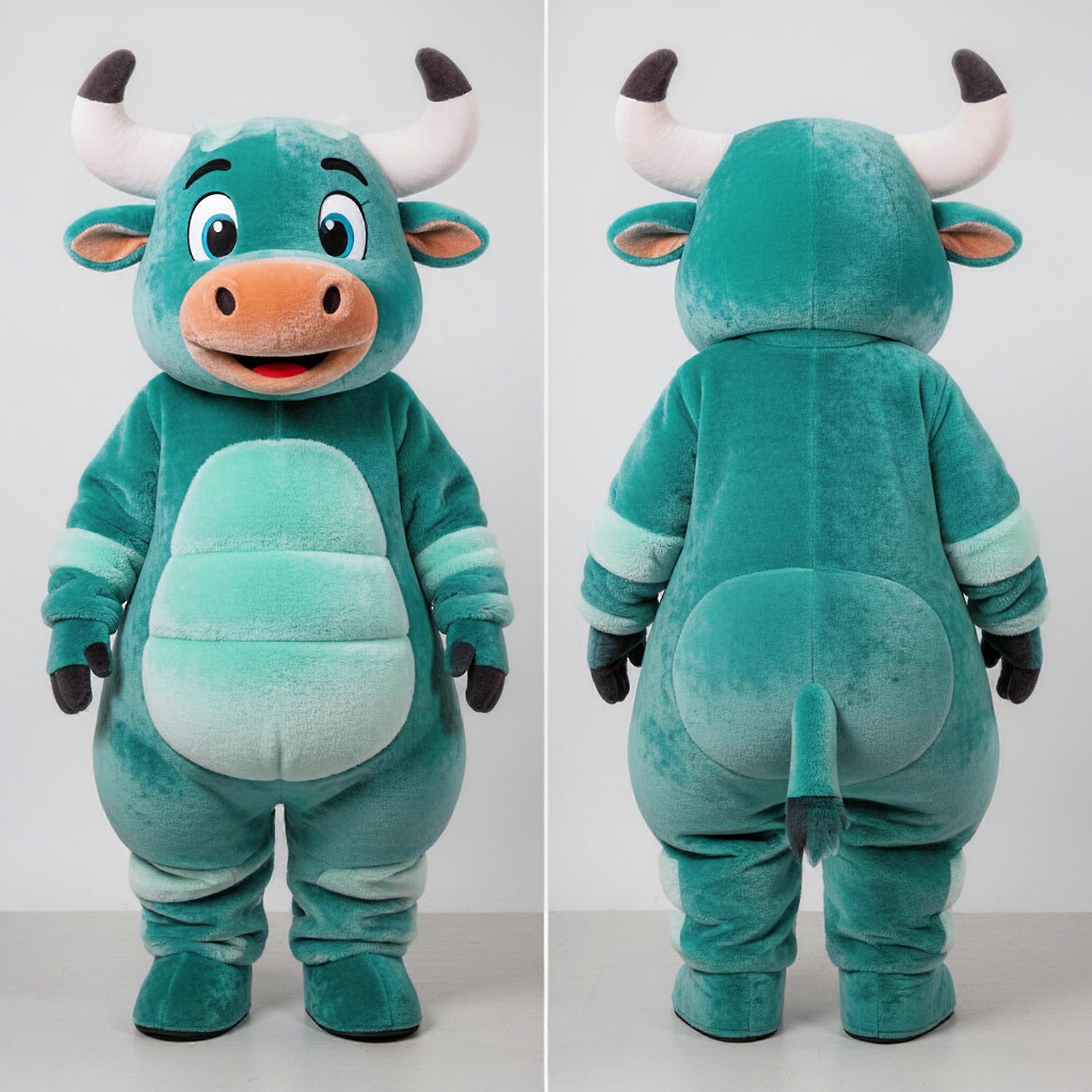 MASTICOT Teal Muscular Bull Mascot