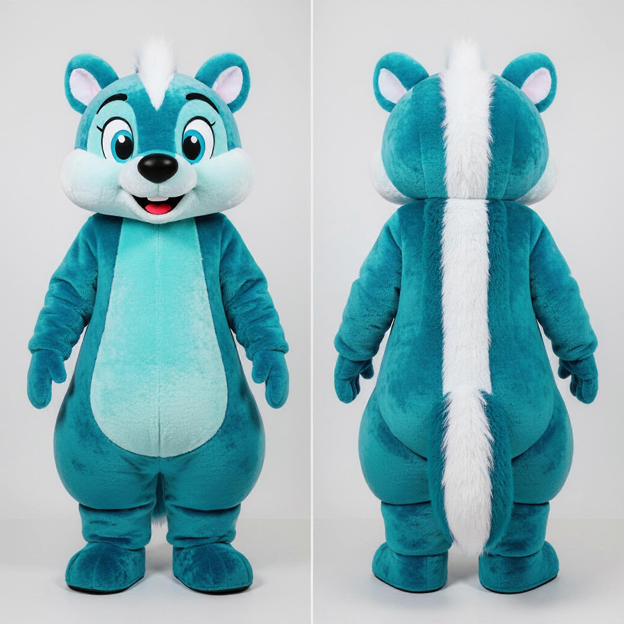 MASTICOT Cyan Striped Friendly Skunk Mascot