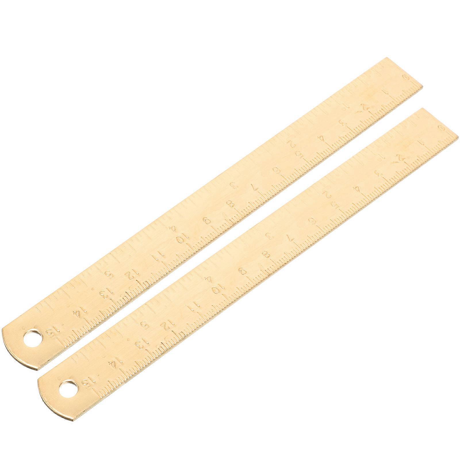 Copper Straight Ruler Multifunctional Ruler for Student Use 2Pcs Creative Tool