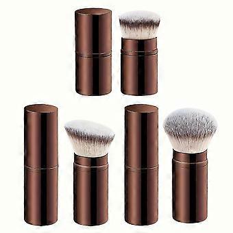 New_3 Pcs Retractable Face Makeup Brush Set, Blush Foundation Highlighter Brushes with Nail Brush, Soft Bristles for Travel and Daily Use