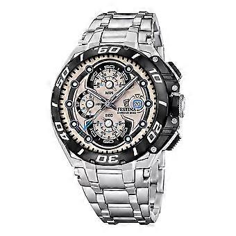 Festina Herren-Chronographen-Fahrraduhr Champagner-Bronze 46 mm Edelstahl Sportuhr F20754-2