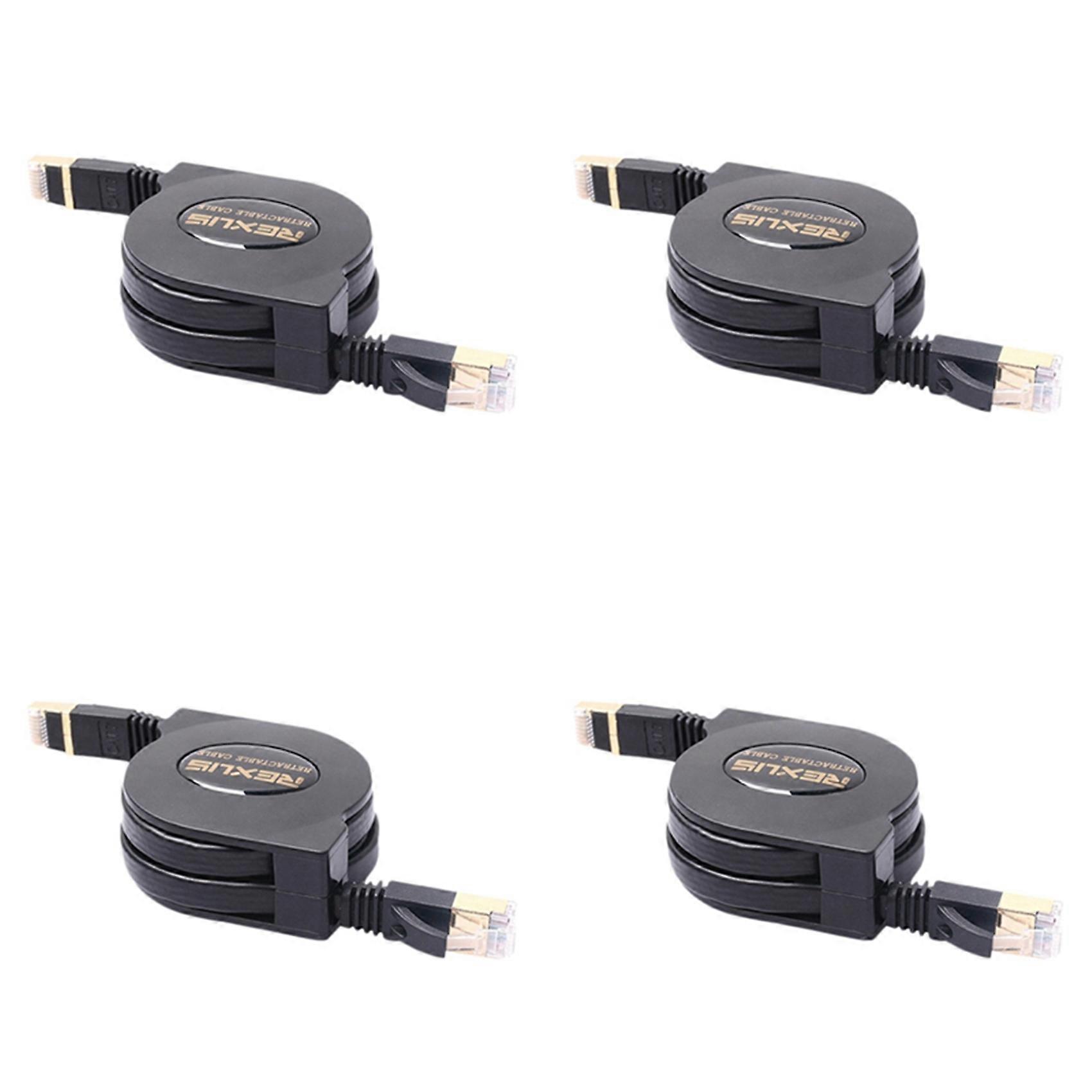 4X REXLIS 5FT Cat7 RJ45 LAN Cable Adjustable Retractable Ethernet Cable Flat Internet Network Cable