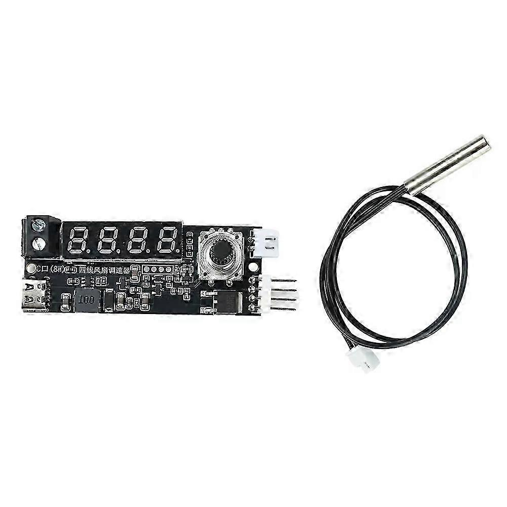 DC 5V/12V 4-Wire Fan Speed Controller Temperature-Controlled Switch PWM Motor Driver Controller Temp/RPM Display
