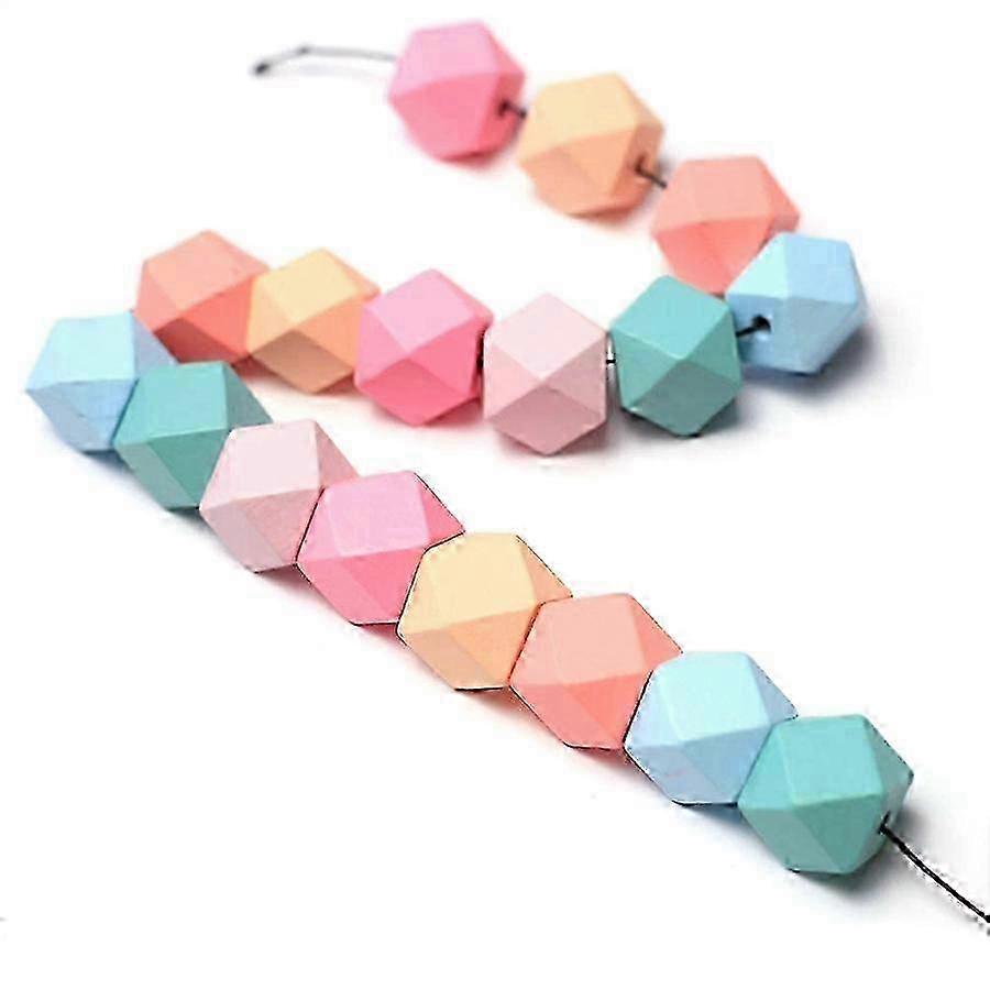 Geometric Candy Wood Beads Pack