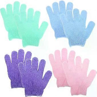 4 Pairs Exfoliating Bath Gloves, Nylon Shower Gloves for Men and Women