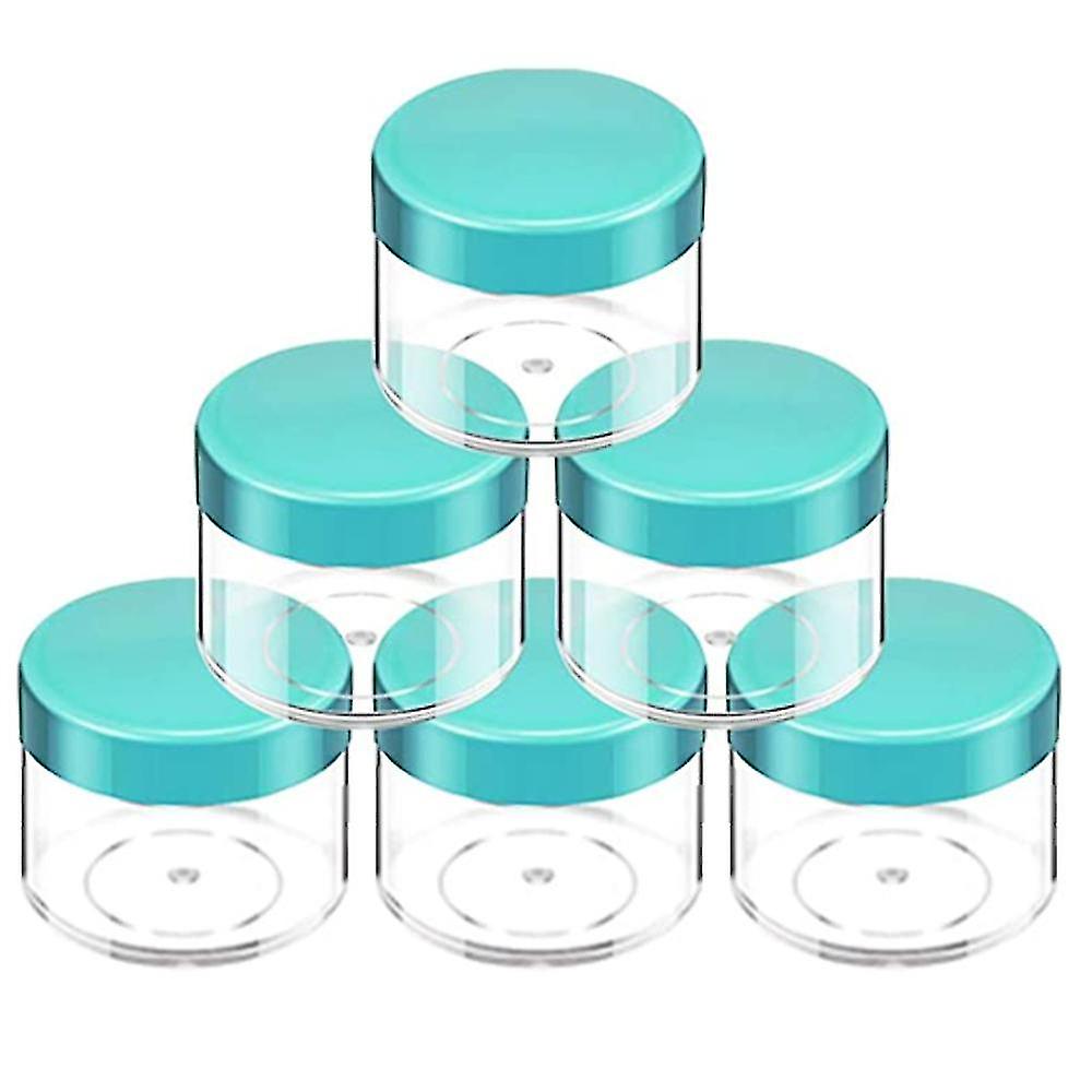 Round Clear Leak Proof Plastic Container Jars With Green Lids For Travel Storage(6 Pcs, Green)