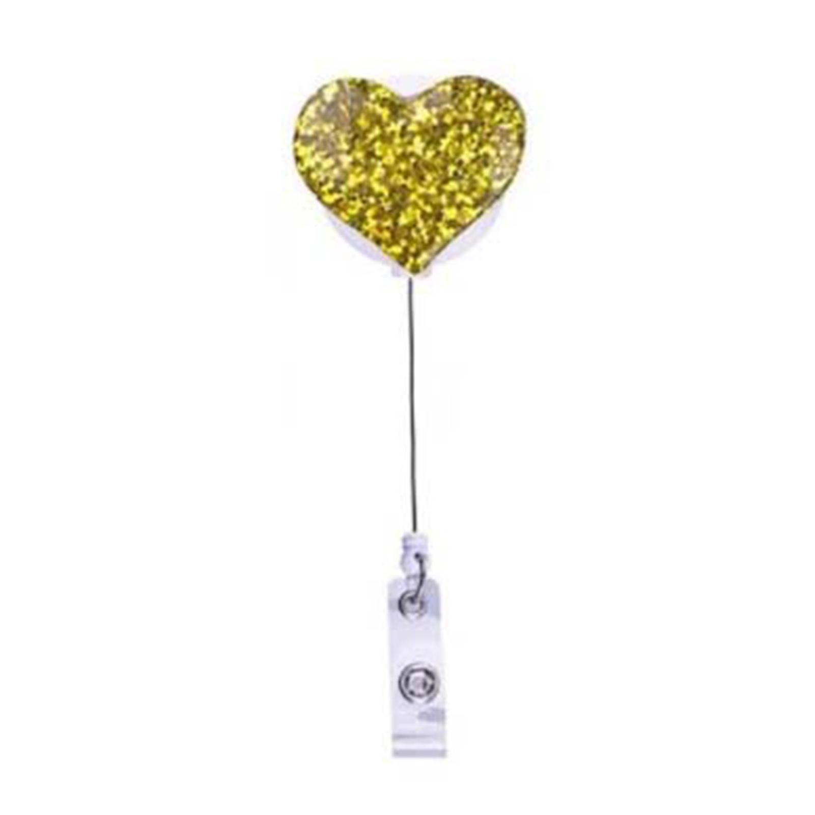 Mengxi Badge Reel Shiny Visual Effect Creative Shape Bright Color Waterproof Wide Application Clip Card Plastic Bling Popular Love Heart Retractable B