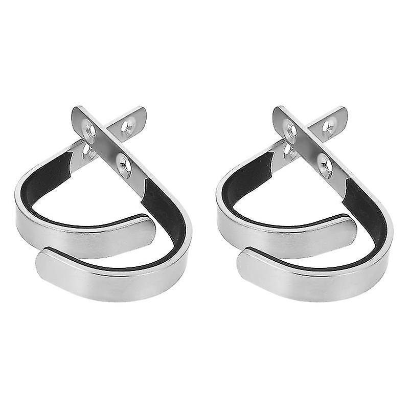 10X1cm Silver Utility Hooks 2 Pairs Of Hooks Wall Stainless Steel Felt Inner Storage Racks Key Hooks