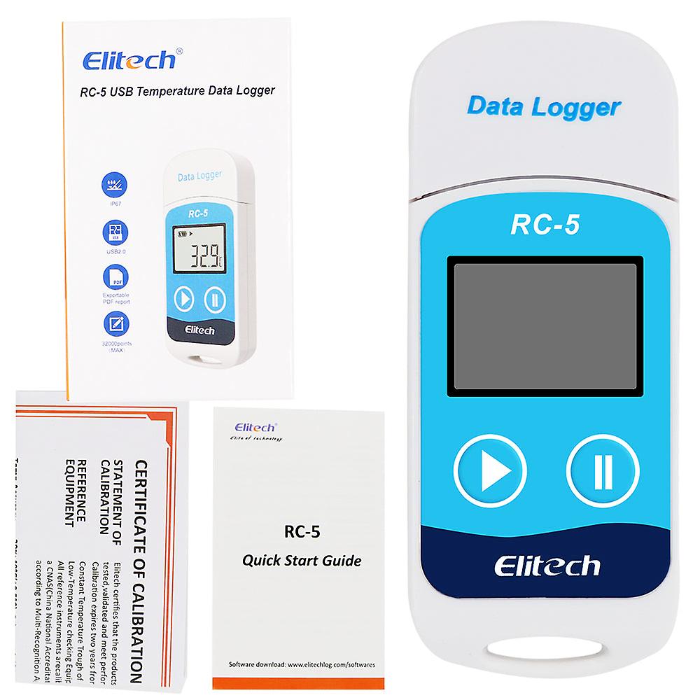 Elitech RC-5 TE PDF USB Temperatuur Data Logger Herbruikbare Recorder 32000 Punten Hoge Nauwkeurigheid Extra Externe Sensor