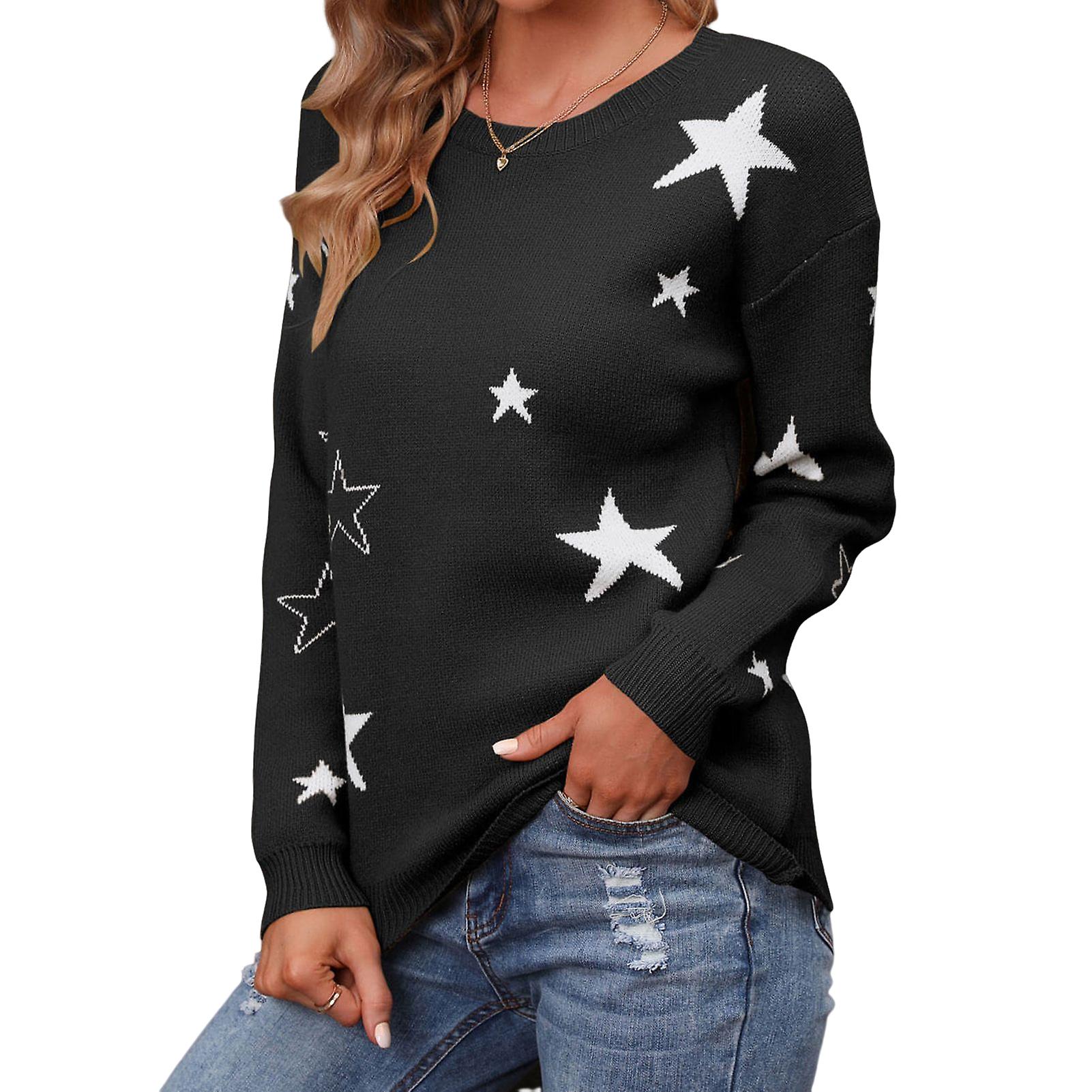 Dam Woolen Pullover Top Star Print Oversized Pullover