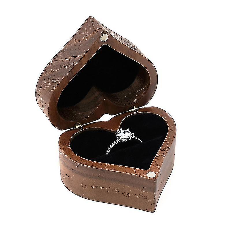 Walnut Engagement Ring Box Solid Wood Ring Jewelry Storage Box For Marriage
