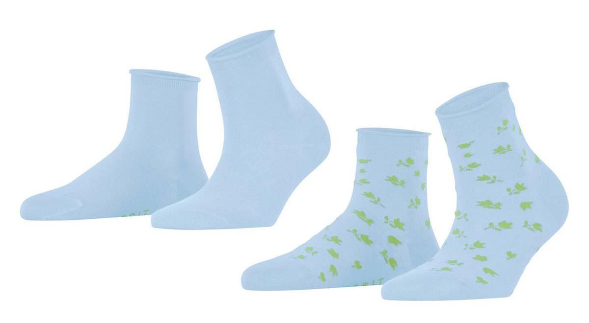 Esprit Mini Flower 2 Pack Short Socks - Cloud Blue