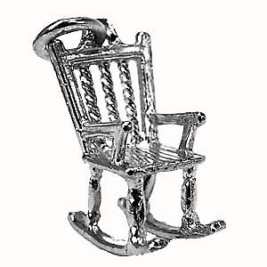 Silver 18x14mm solid Rocking Chair Pendant or Charm