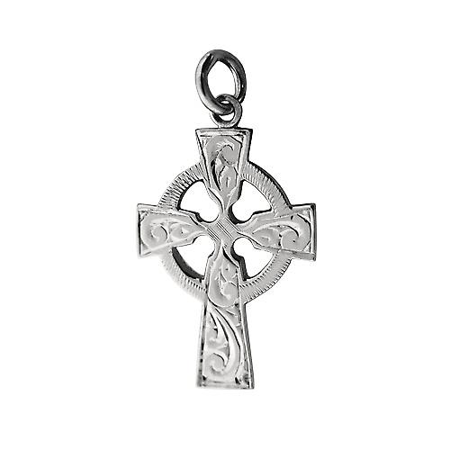 Silver 28x20mm hand engraved Celtic Cross