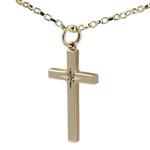 9ct Gold 25x15mm diamond star set solid block Cross with belcher Chain 24 inches