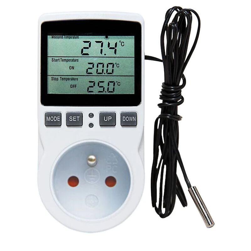 Thermostat socket, temperature controller, programmable digital timer with probe, thermostat socket, heating greenhouse, aquarium 1pc
