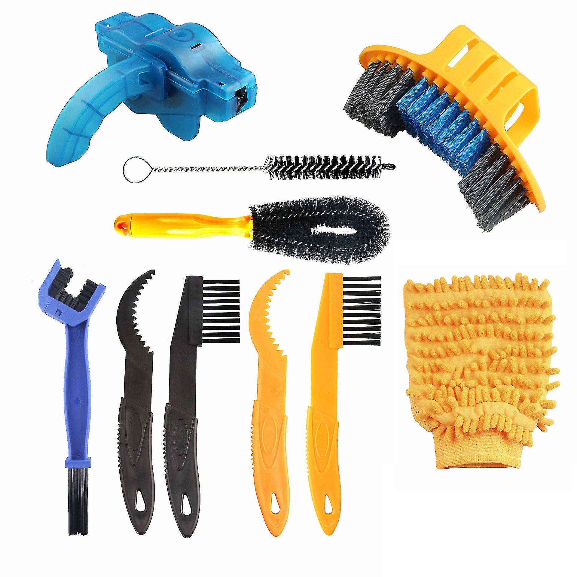 10pcs Bicycle Chain Cleaning Kit Bicycle Maintenance Cleaning Brush Tools