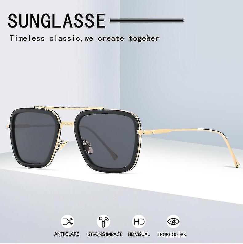 Retro Aviator Sunglasses Square Metal Frame Sunglasses For Women Men