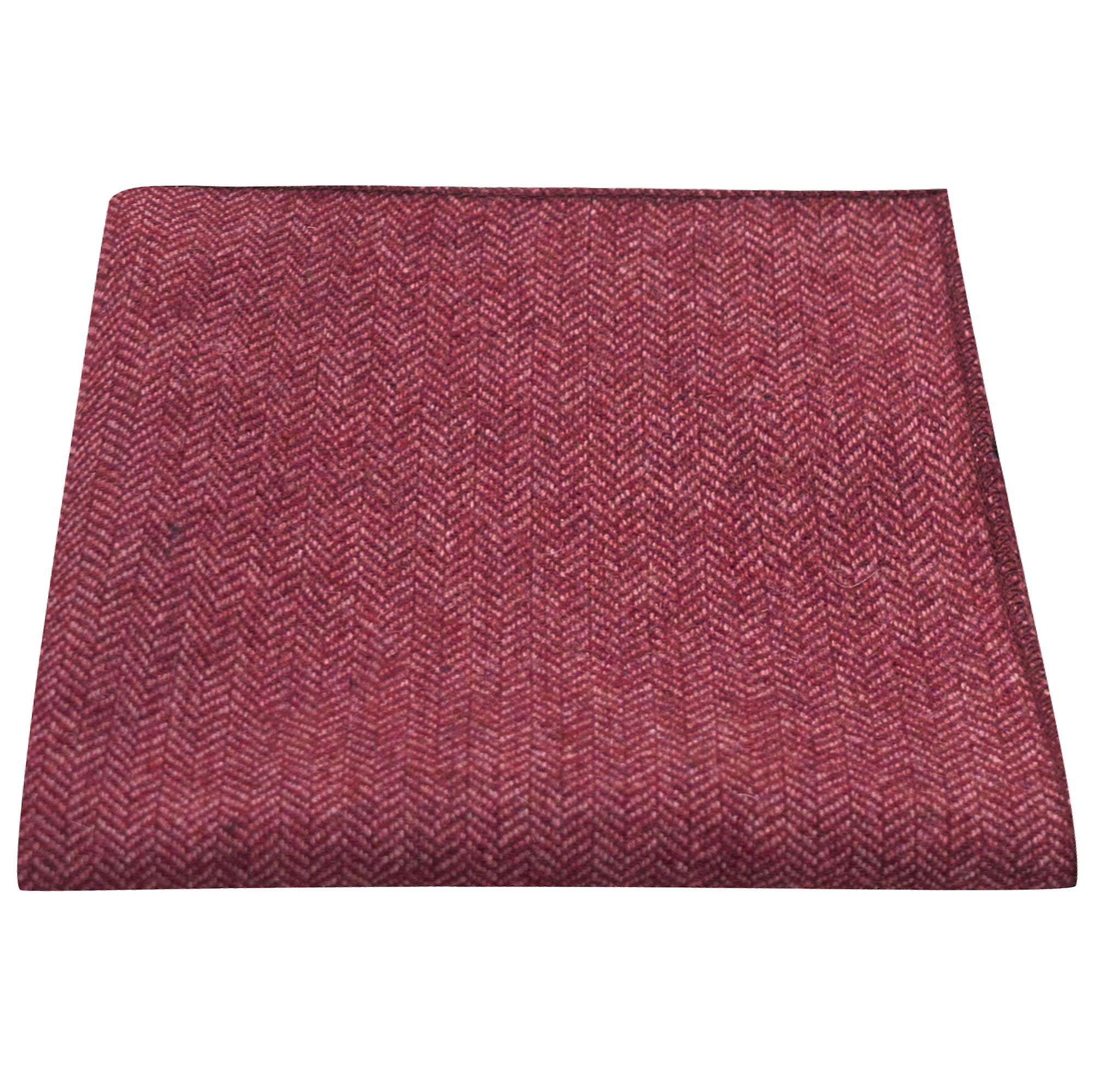Maroon Herringbone Pocket Square