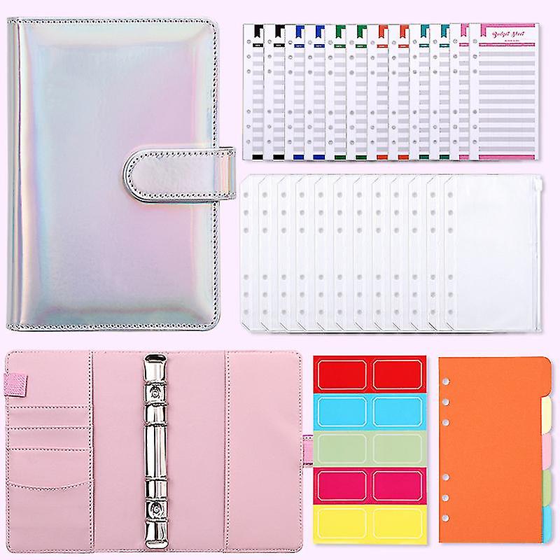 A6 Binder Budget Planner Notebook Covers Folder Size 6 Hole Pockets Zipper Money Saving Envelope