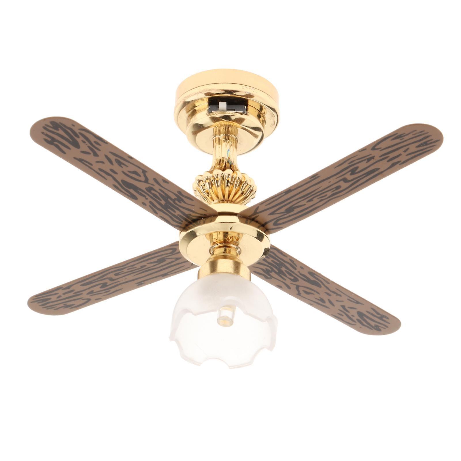 1/12 Scale Dollhouse Ceiling Lamp LED Ceiling Fan Light Frosted Lampshade