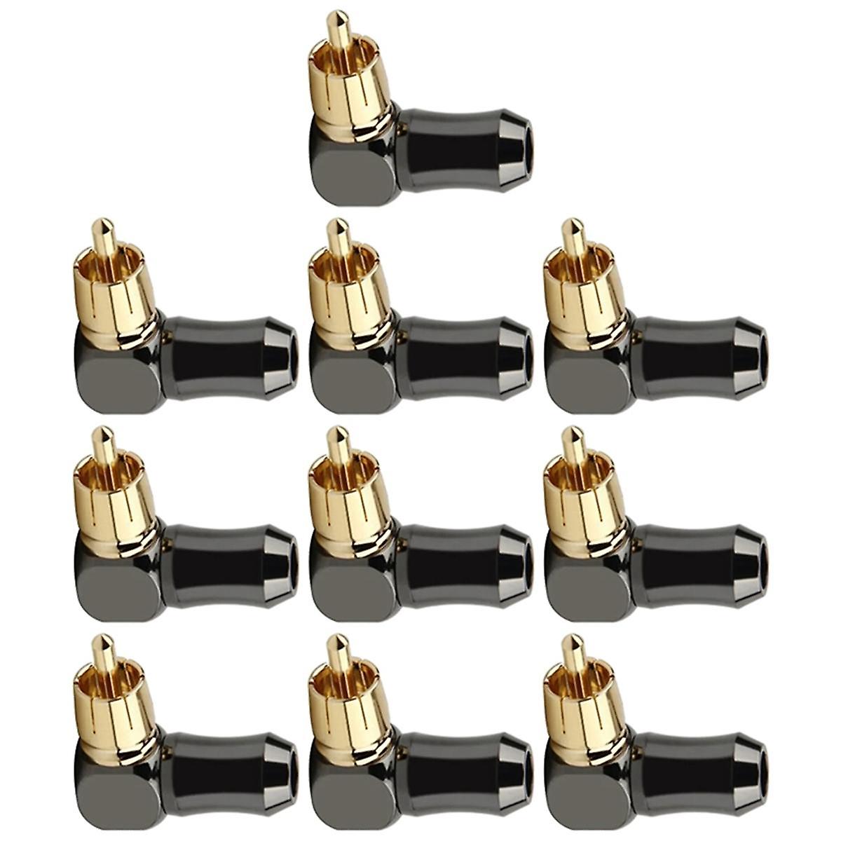 10Pcs RCA Connector Audio Plug Male 90 Degree Right Angle Elbow Speaker Terminal Conector for Solde