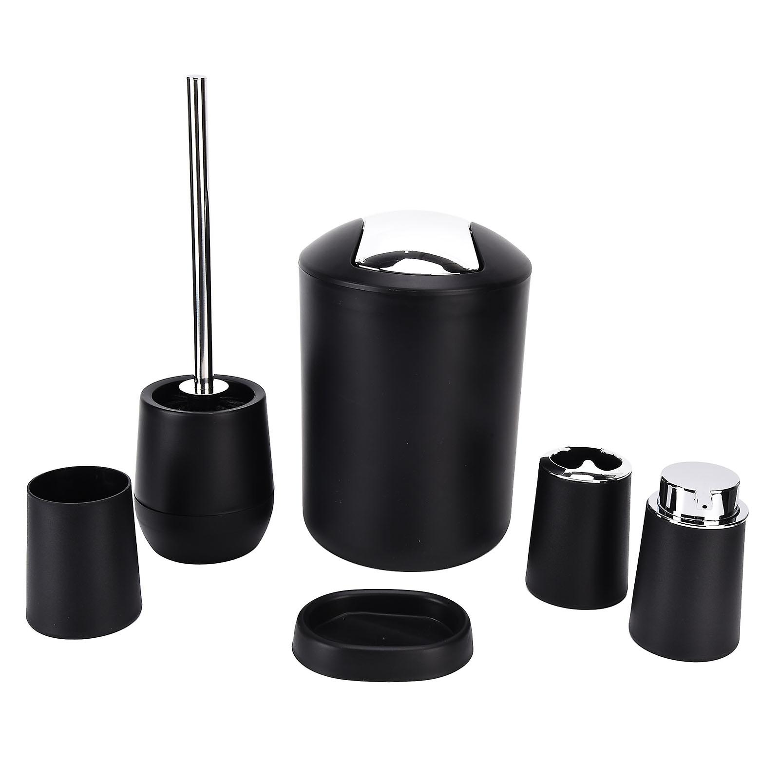 6Pcs Black Bathroom Set Electroplating Toothbrush Holder Kit