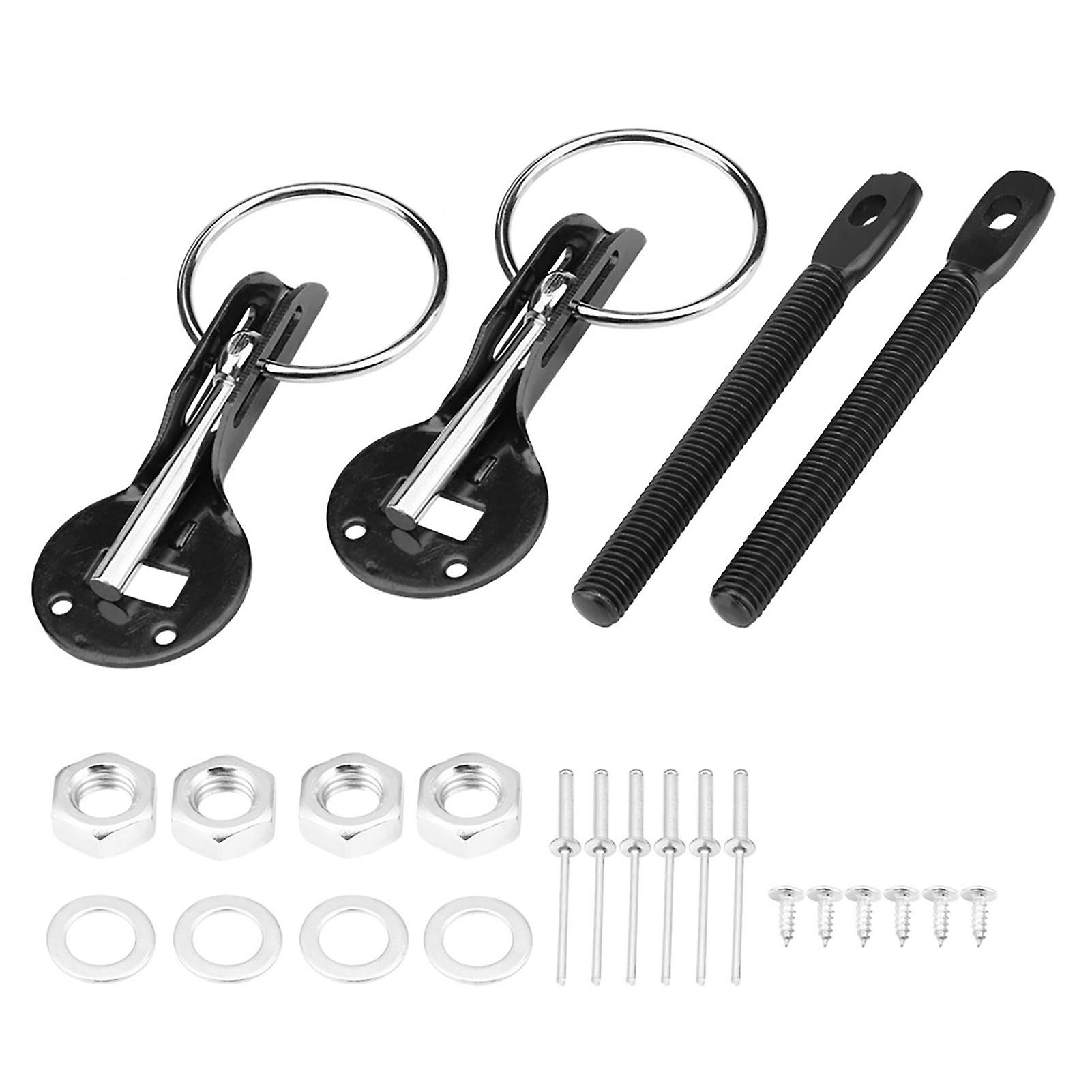 Universal Racing Car Hood Lock Kit, Black