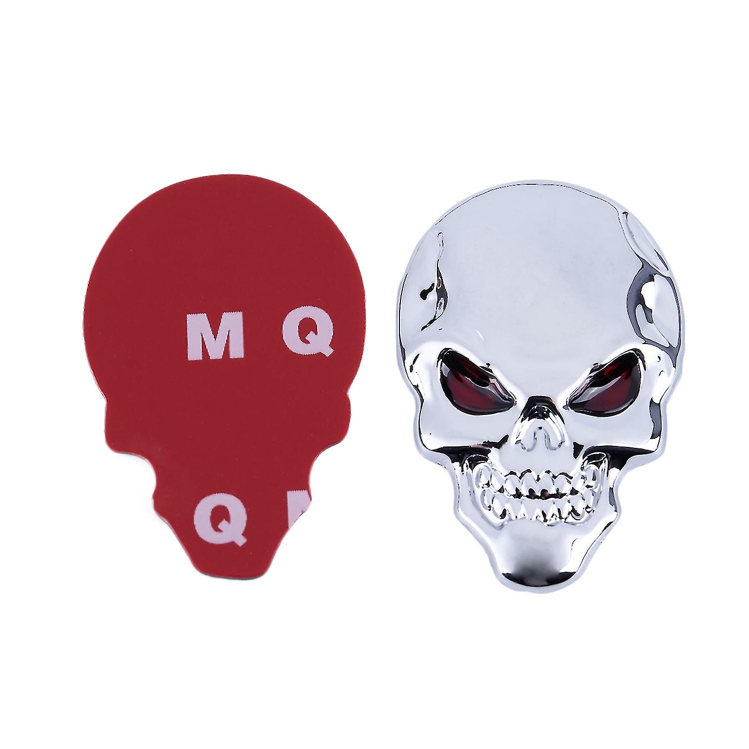 Metal 3d Skull Bone Shape Car Exterior Sticker Decorative Silver Tone