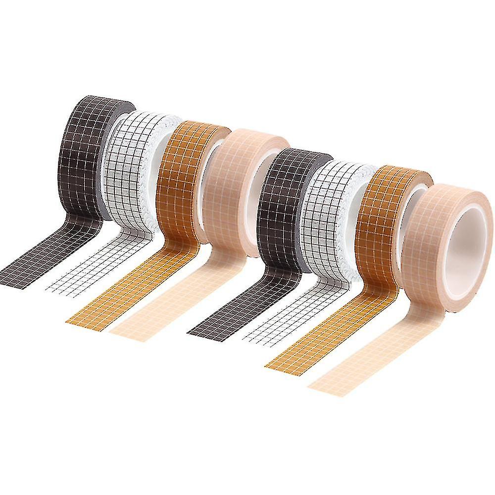8 Rolls Plaid Tape Set Basic Grid Masking Decorative Tapes For Arts, Diy Crafts, Journals, Planners, Scrapbooking Chunyan