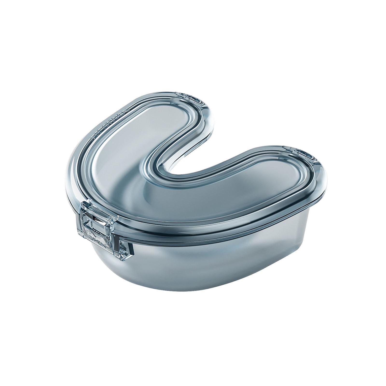 Denture Cup Easy Clean Tooth Appliance Container Retainer Cleaner Case Blue