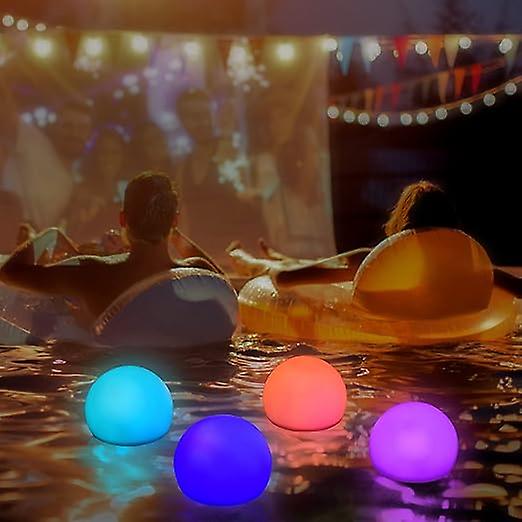 Sunsanly 2/4Pcs Floating Pool Light With Remote 16 RGB Color Changing Ip68 Waterproof Battery Powered Outdoor Swimming Hot Tub Bathtub Glowing Ball Round