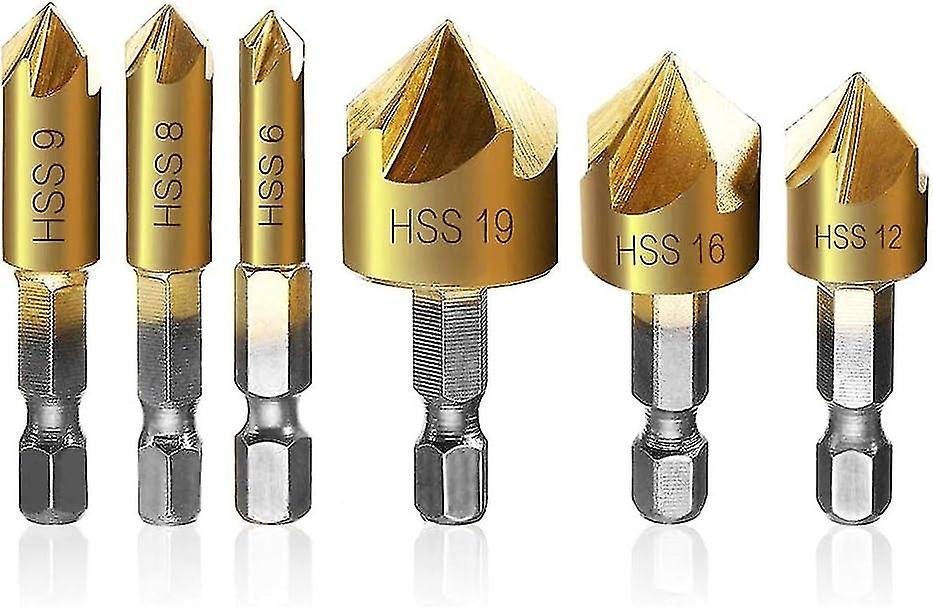 Set of 6 Hexagonal Conical Cutters for Metal Wood