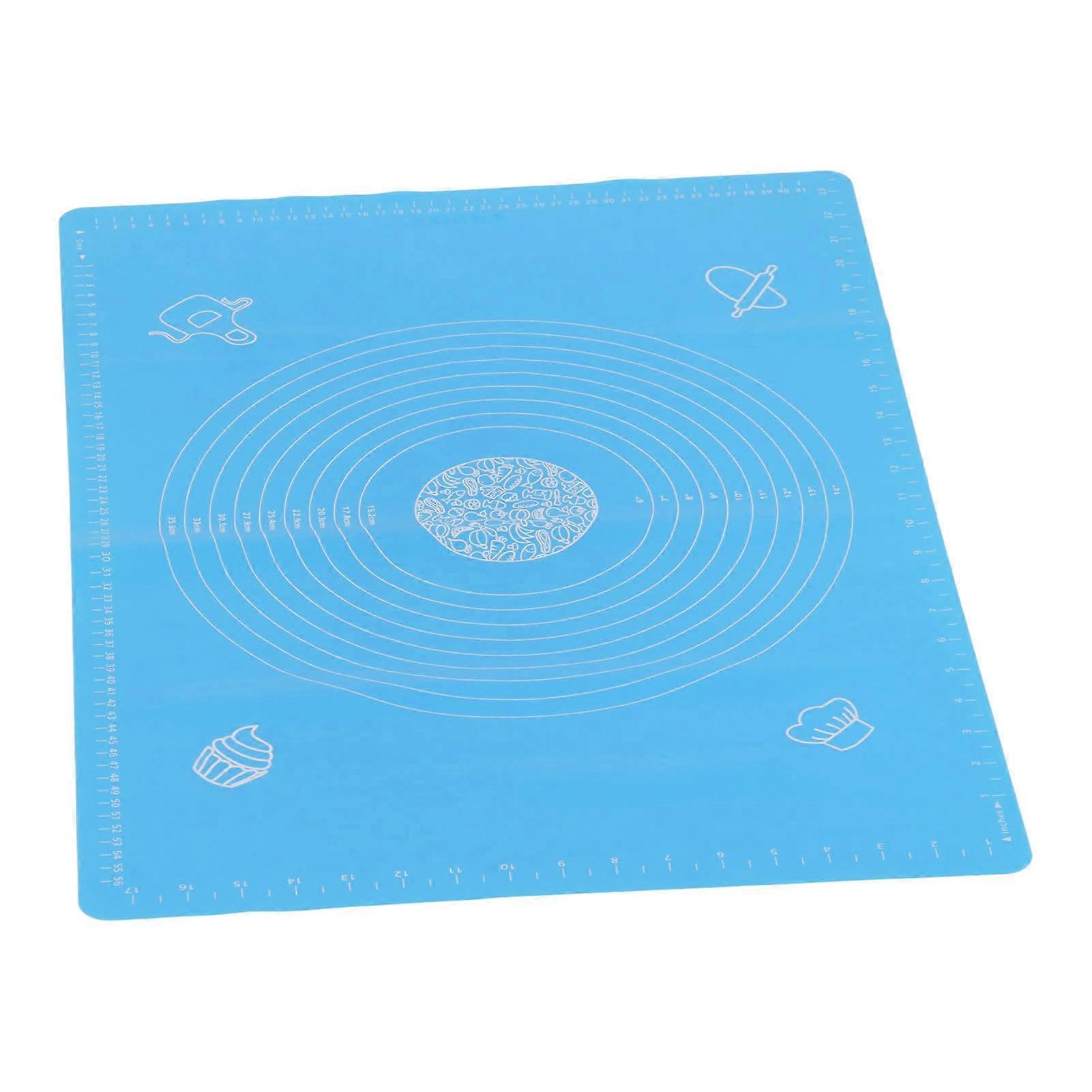 17.7x25.6in Silicone Baking Mat Household Pastry Rolling Mat with Scale for Home KitchenBlue