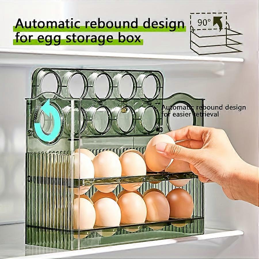 Automatic Flip Egg Storage Box - Effortless Fridge Mount, Superior Freshness, Neat Organizer for Kitchen Chaos-Free Storage Solution