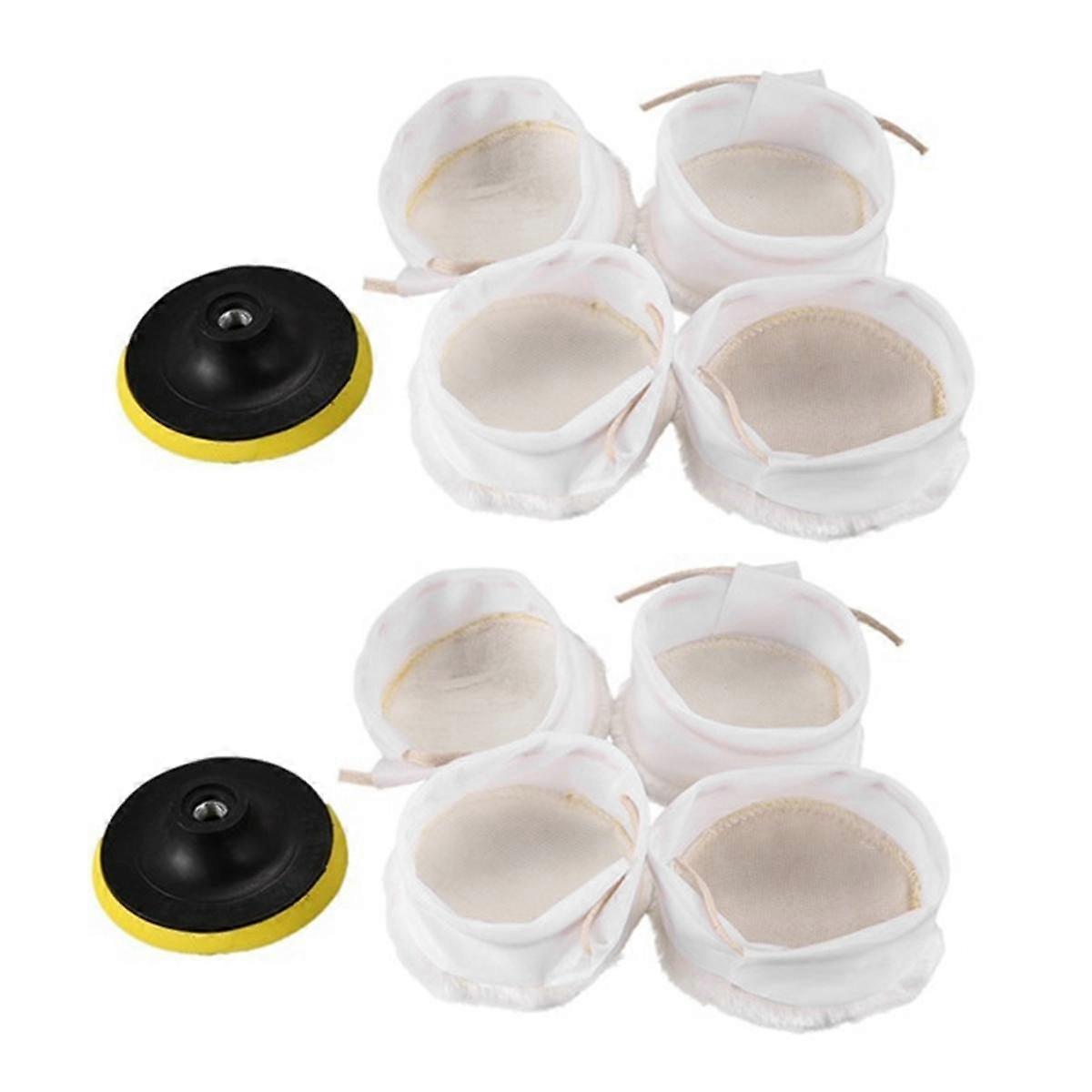 Kit de polimento com 10 peças, almofada de lã macia, branca, 4 polegadas