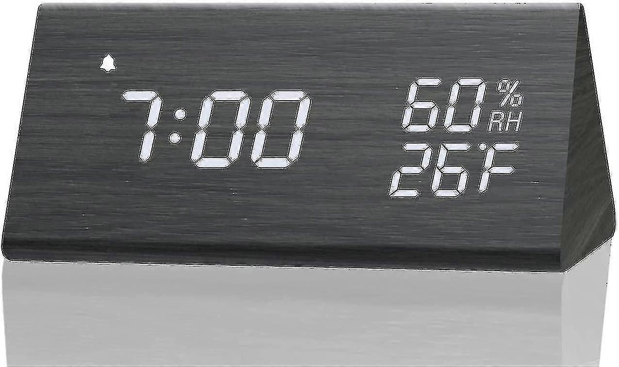 Digital Alarm Clock, With Wooden Electronic Led Time Display