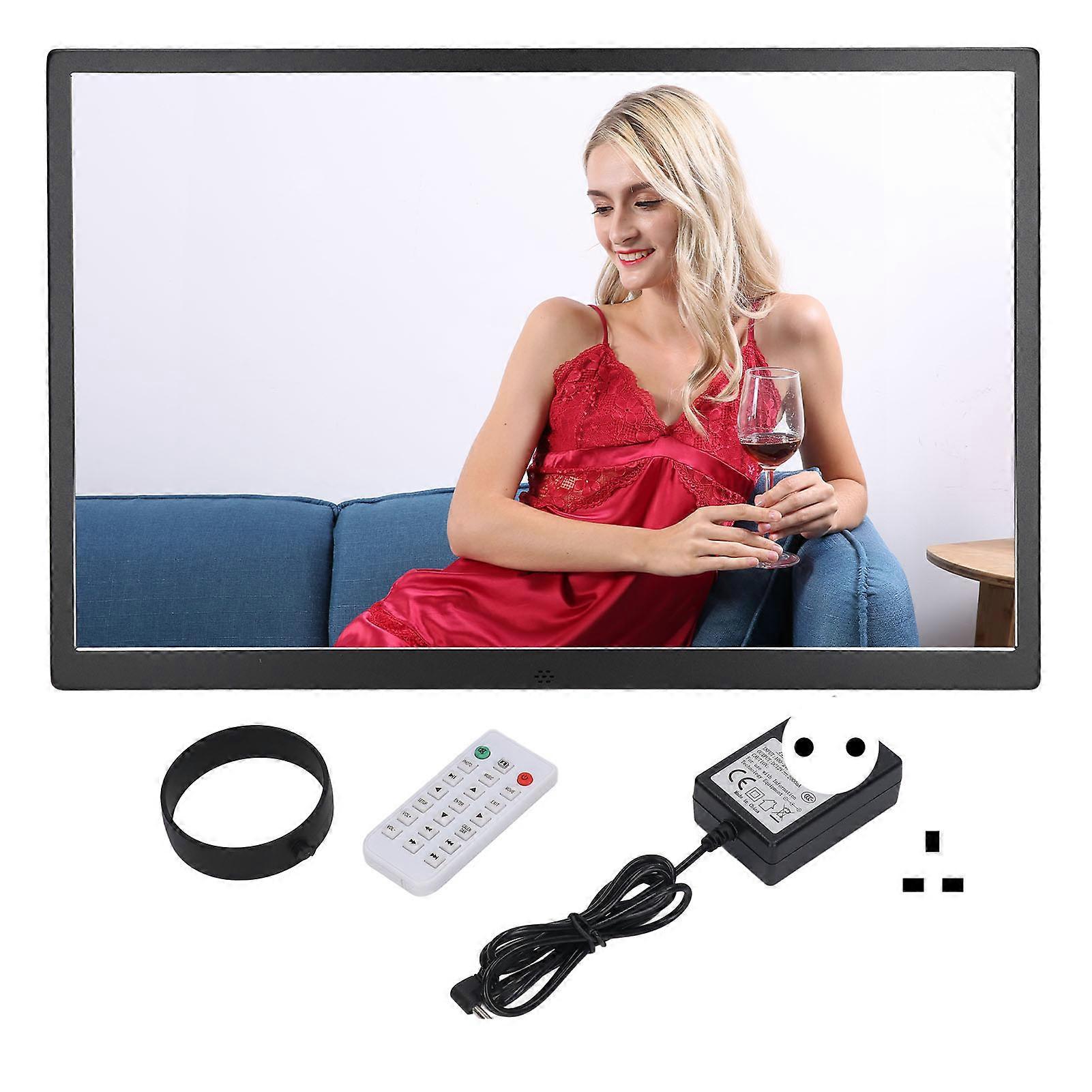 17 Inch Led Digital Photo Frame Aluminium Alloy Electronic Advertising Machine Picture Frame With Ir Remote Control 100240v Eu Plug