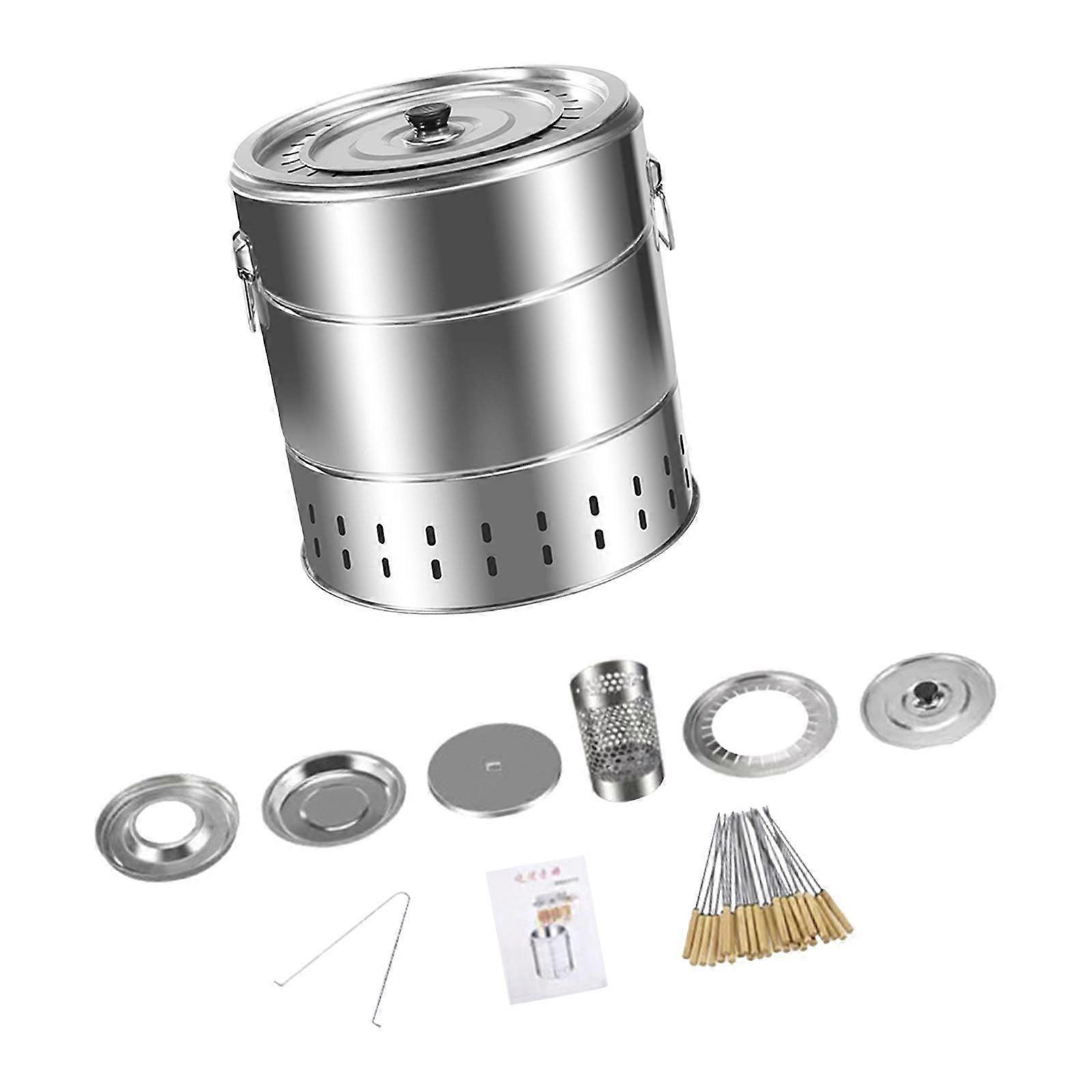 BBQ Eimer Double Layer Edelstahl Rauchfrei für Picknick Garten Hinterhof L