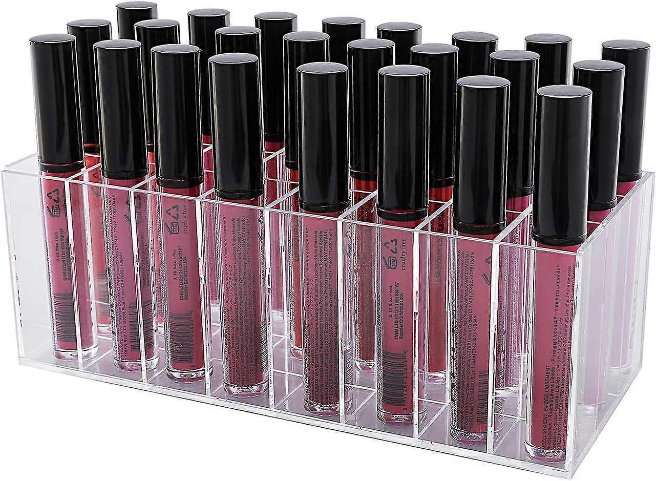 Lip Gloss Holder Organizer, Lipgloss Display Case Box, 24 Spaces Clear Acrylic Makeup Organizer