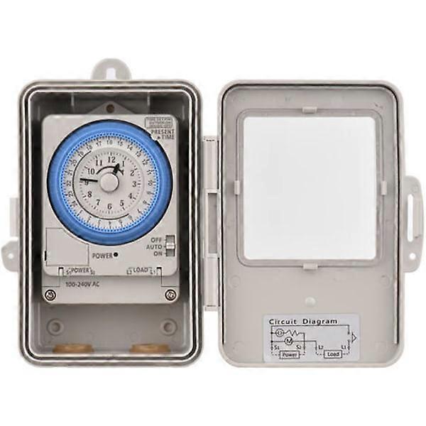 24 Hour Mechanical Timer 15 Minute Timer Timer IP53 Protection Class with Battery TB388R AC100-240V Gray